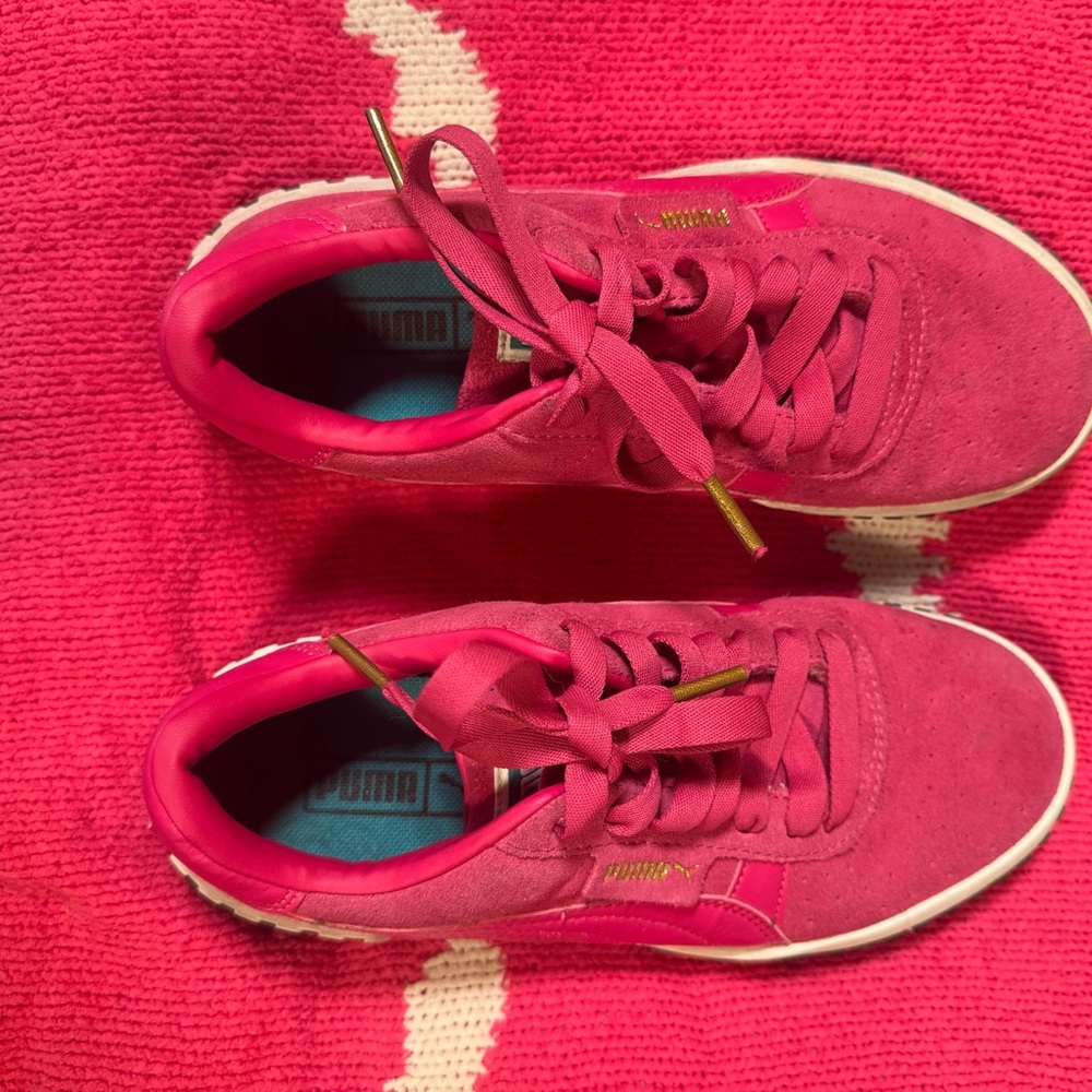 Puma Hot Pink Suede Low-Top Sneakers
